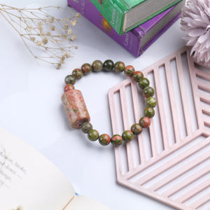 Unakite Beaded Bracelet for Healing, Balance, and Emotional Clarity