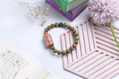 Unakite Beaded Bracelet for Healing, Balance, and Emotional Clarity