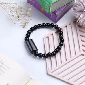 Black Onyx Beaded Bracelet for Protection Strength, and Grounding