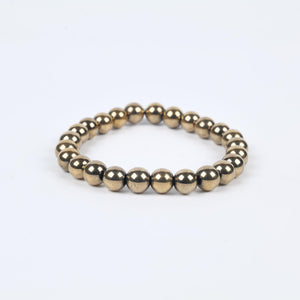 Polished Pyrite Beaded Bracelet for Balance, Grounding, and Energy Boost