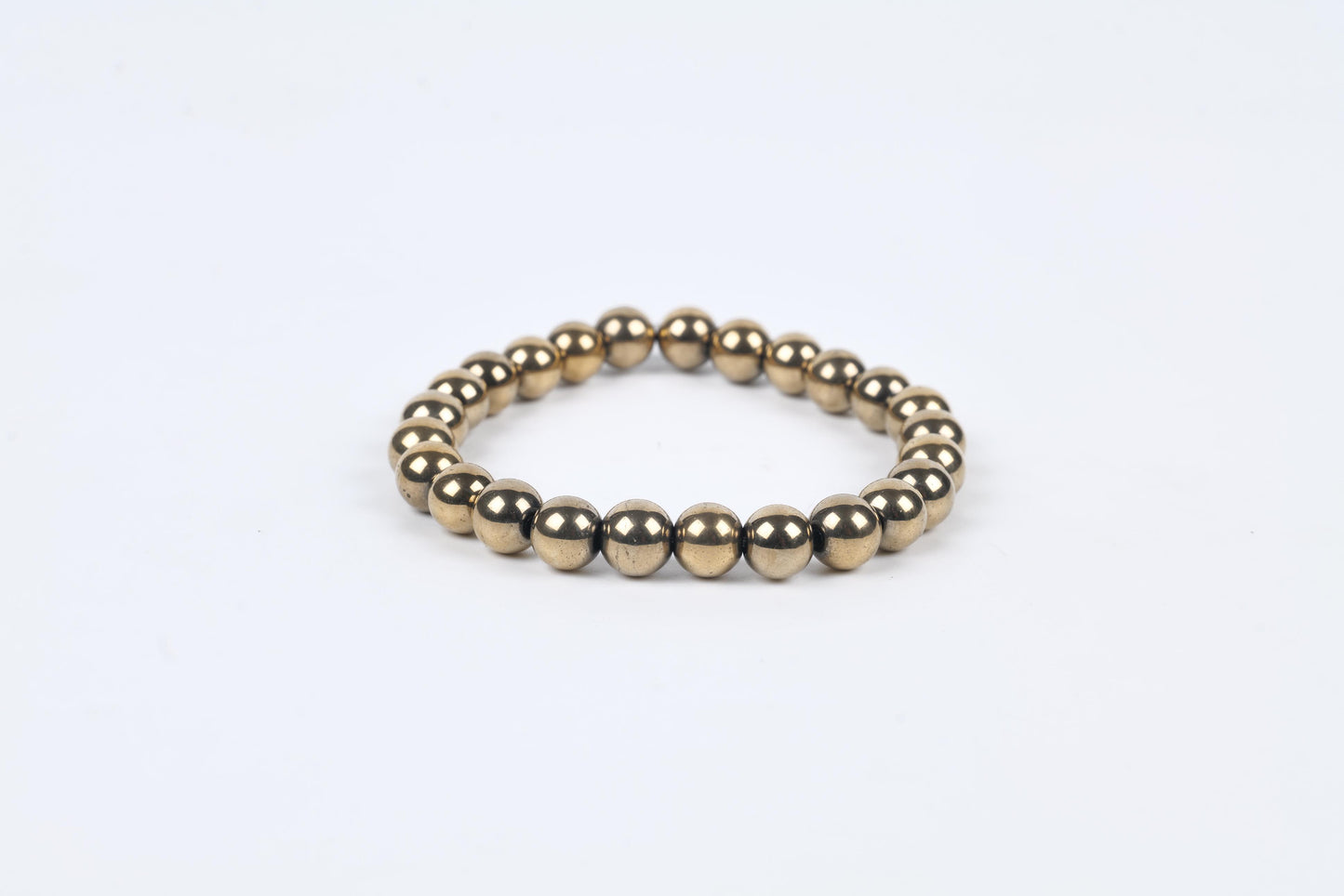 Polished Pyrite Beaded Bracelet for Balance, Grounding, and Energy Boost