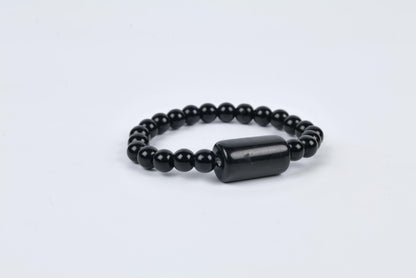 Black Onyx Beaded Bracelet for Protection Strength, and Grounding