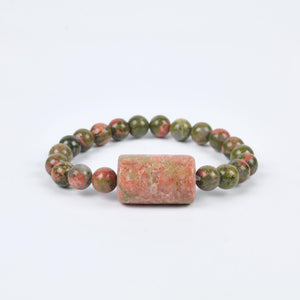Unakite Beaded Bracelet for Healing, Balance, and Emotional Clarity