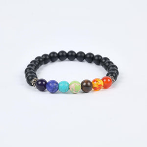 Multi Chakra Healing Beaded Bracelet with Black Onyx