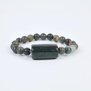 Certified Bloodstone Beaded Bracelet for Healing, Courage, and Vitality