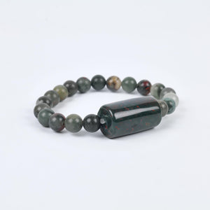Certified Bloodstone Beaded Bracelet for Healing, Courage, and Vitality