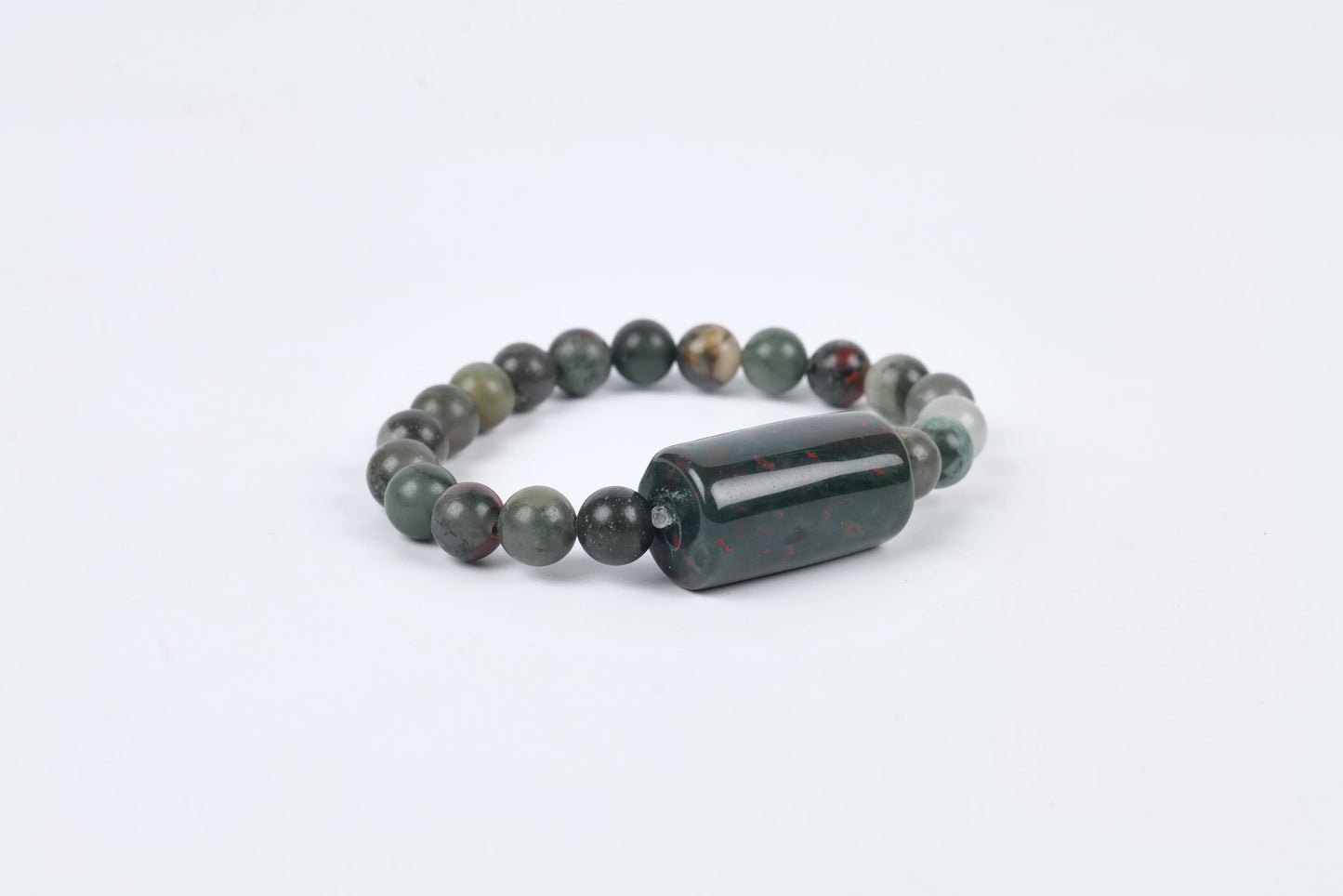 Certified Bloodstone Beaded Bracelet for Healing, Courage, and Vitality