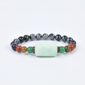 Charged Chakra Healing Beaded Bracelet with Snowflake Obsidian