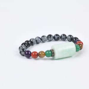 Charged Chakra Healing Beaded Bracelet with Snowflake Obsidian