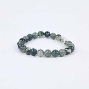 Moss Agate Beaded Bracelet for Growth and Harmony
