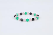 Rose Quartz, Green Aventurine, Black Onyx Beaded Bracelet