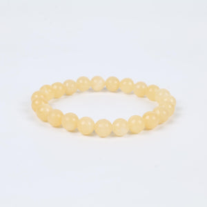 Natural Yellow Jade Beaded Bracelet, Handmade Healing Gemstone Jewelry
