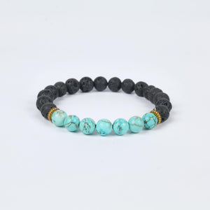 Turquoise and Lava Stone Beaded Bracelet