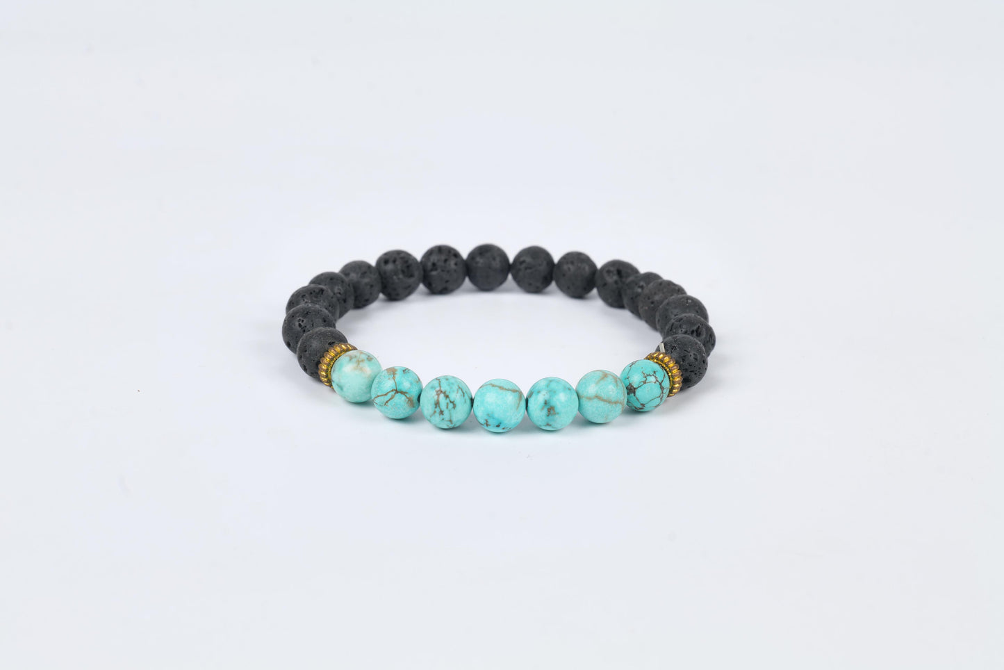 Turquoise and Lava Stone Beaded Bracelet