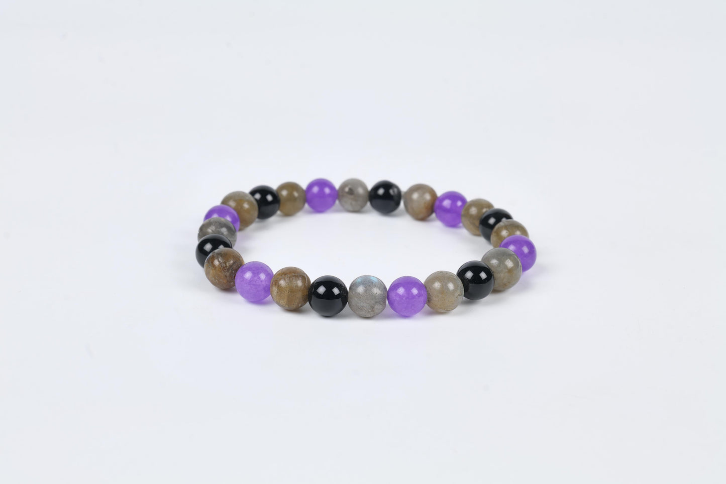 Triple Protection Labradorite, Amethyst, and Black Onyx Gemstone Healing Bracelet