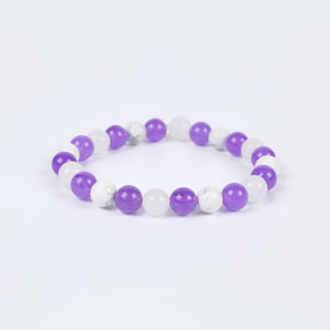Amethyst and Howlite Beaded Bracelet