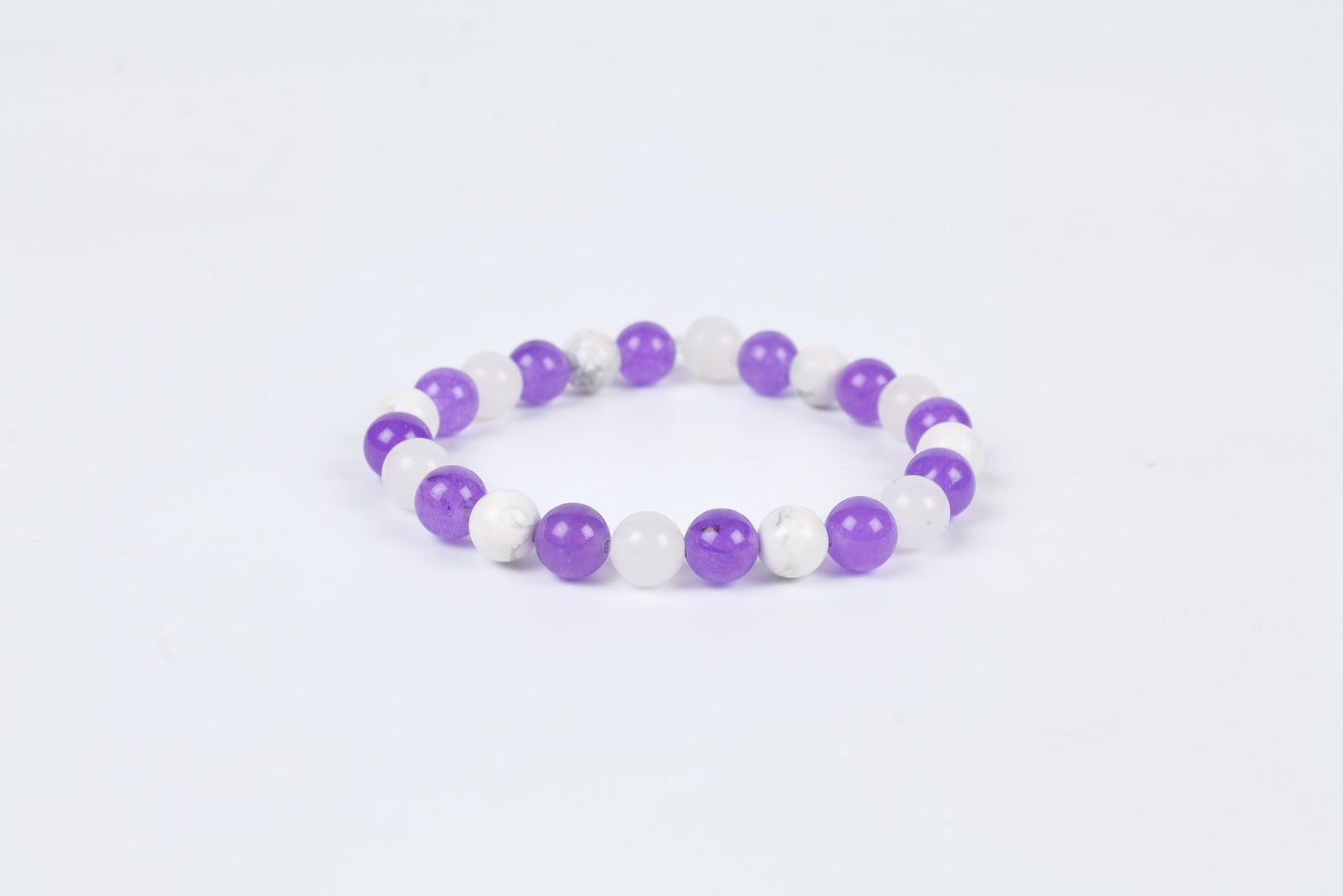 Amethyst and Howlite Beaded Bracelet