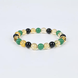Citrine, Green Aventurine, and Black Onyx Beaded Bracelet for Abundance