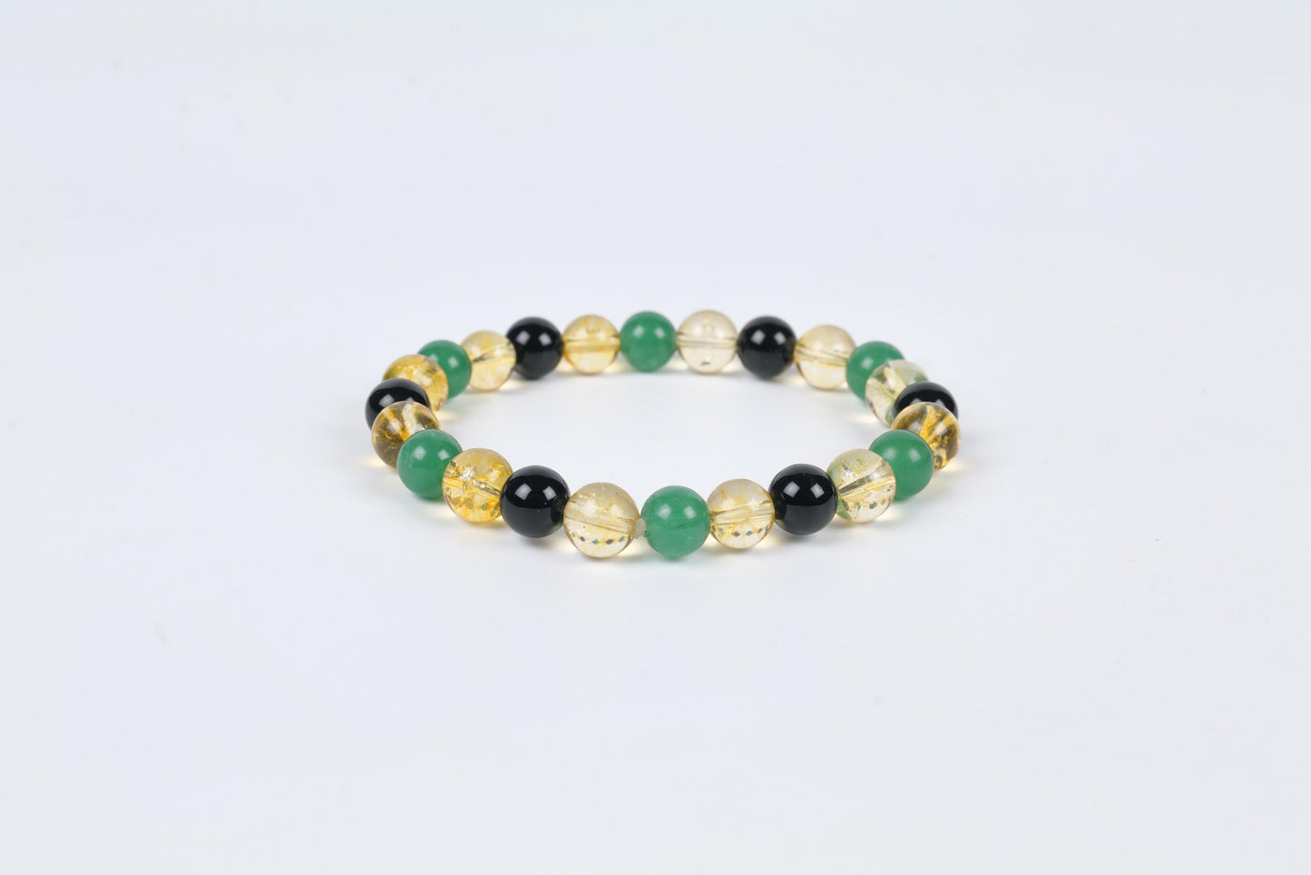 Citrine, Green Aventurine, and Black Onyx Beaded Bracelet for Abundance, Prosperity