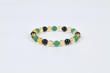 Citrine, Green Aventurine, and Black Onyx Beaded Bracelet for Abundance, Prosperity