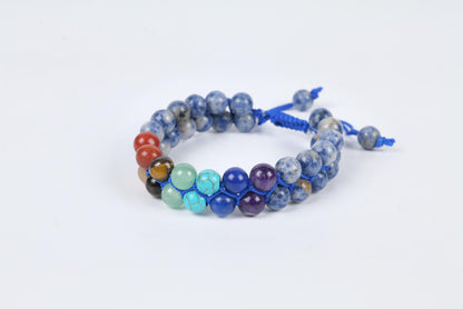 Certified Seven Chakra Healing Beaded Bracelet with Sodalite