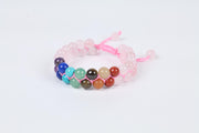 Rose Quartz & Seven Chakra Healing Crystal Stone Bracelet – Love & Balance