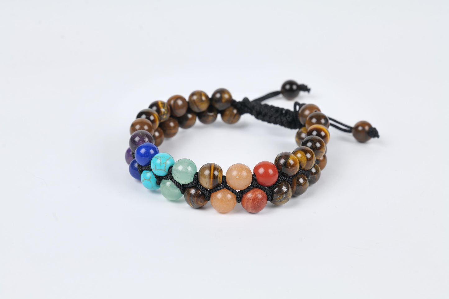 Tiger Eye and Chakra Stone Beaded Bracelet