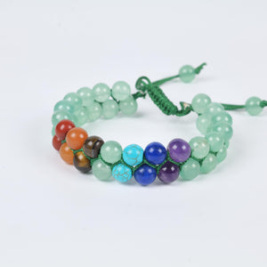 Green Aventurine - Seven Chakra Stone Beaded Bracelet