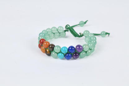 Green Aventurine - Seven Chakra Stone Beaded Bracelet