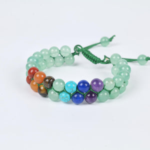 Green Aventurine - Seven Chakra Stone Beaded Bracelet