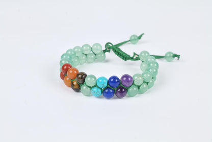 Green Aventurine - Seven Chakra Stone Beaded Bracelet