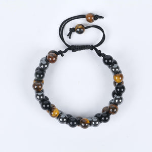 Tiger's Eye, Black Onyx, and Hematite Beaded Bracelet for Protection and Strength