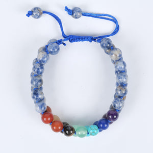 Certified Seven Chakra Healing Beaded Bracelet with Sodalite