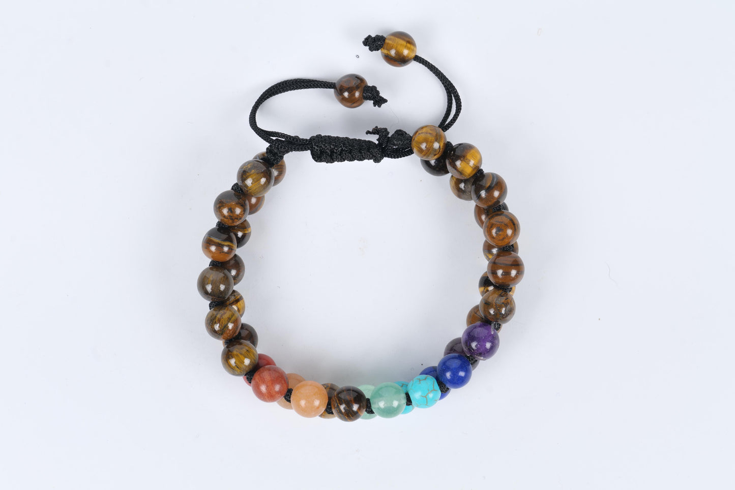 Tiger Eye and Chakra Stone Beaded Bracelet