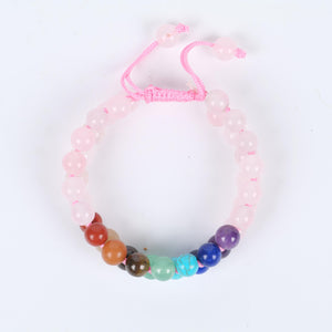 Rose Quartz & Seven Chakra Healing Crystal Stone Bracelet – Love & Balance