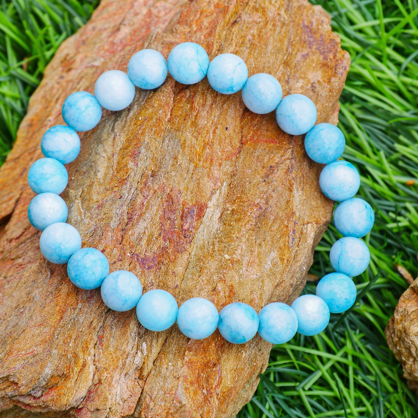 Aquamarine Pisces Zodiac(मीन राशि) Certified Healing Crystal Bracelet