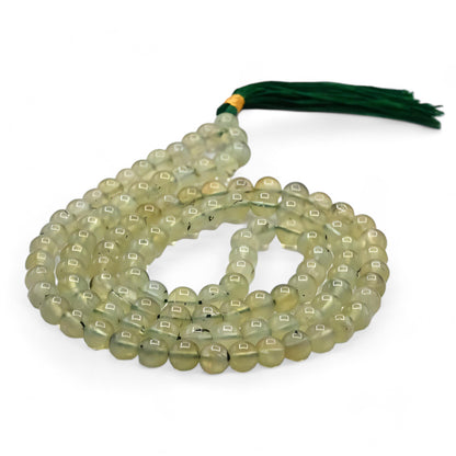 Natural Prehnite Gemstone 108 Bead Japa Mala Necklace