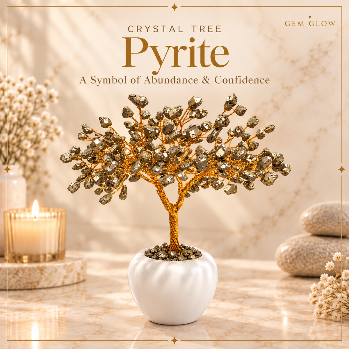 Pyrite Crystal Tree for Prosperity, Office and Home Décor