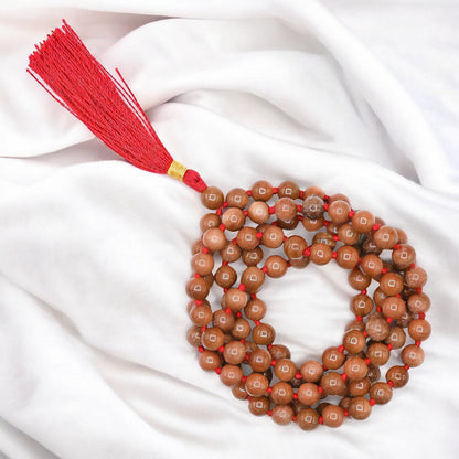 Natural Red Goldstone Gemstone 108 Bead Japa Mala Necklace