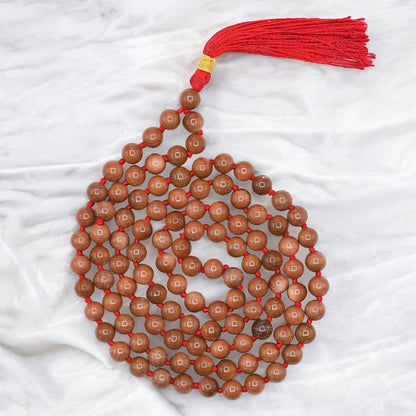 Natural Red Goldstone Gemstone 108 Bead Japa Mala Necklace