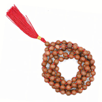 Natural Red Goldstone Gemstone 108 Bead Japa Mala Necklace