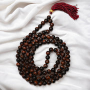 Natural Red Tiger Eye Gemstone 108 Bead Japa Mala Necklace