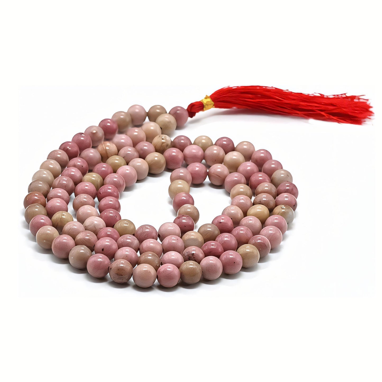 Natural Rhodonite Gemstone 108 Bead Japa Mala Necklace