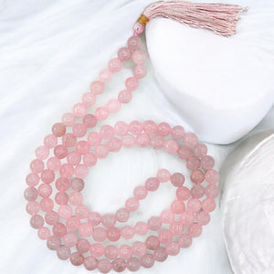 Natural Rose Quartz Gemstone Jap Mala Necklace