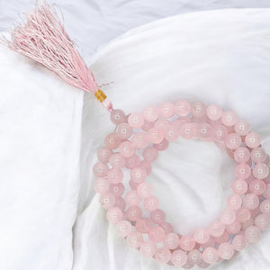 Natural Rose Quartz Gemstone Jap Mala Necklace