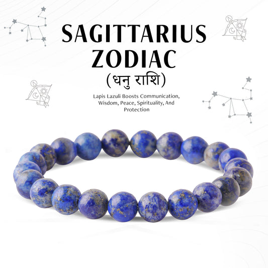 Lapis Lazuli Sagittarius Zodiac(धनु राशि) Certified Healing Crystal Bracelet