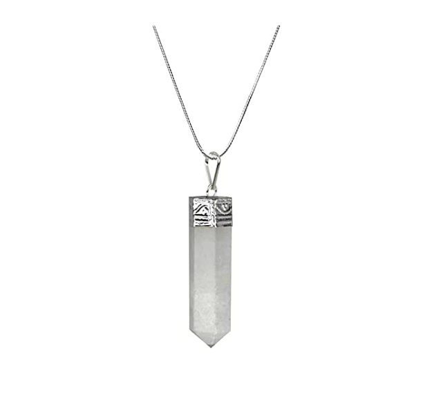 Selenite Pencil Pendant Necklace, Natural White Selenite Crystal for Healing and Meditation