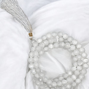 Natural Selenite Jap Mala Necklace