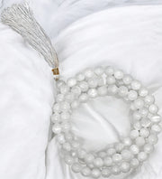 Natural Selenite Jap Mala Necklace