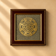 Shree Yantra on Raw Pyrite Frame